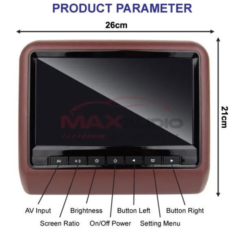 Universal 9" HD LCD Clip-on Car Vehicle Headrest Monitor Display Screen (Pair)